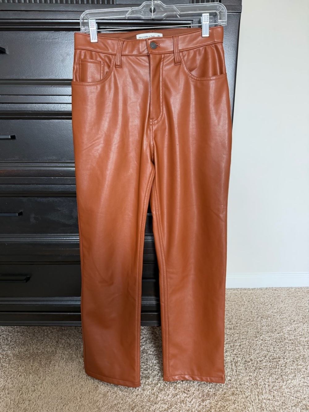 Faux Leather Straight Leg Pants
